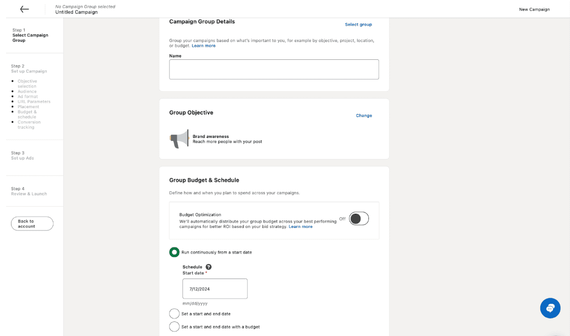 Linkedin Ads Budget & Timeline
