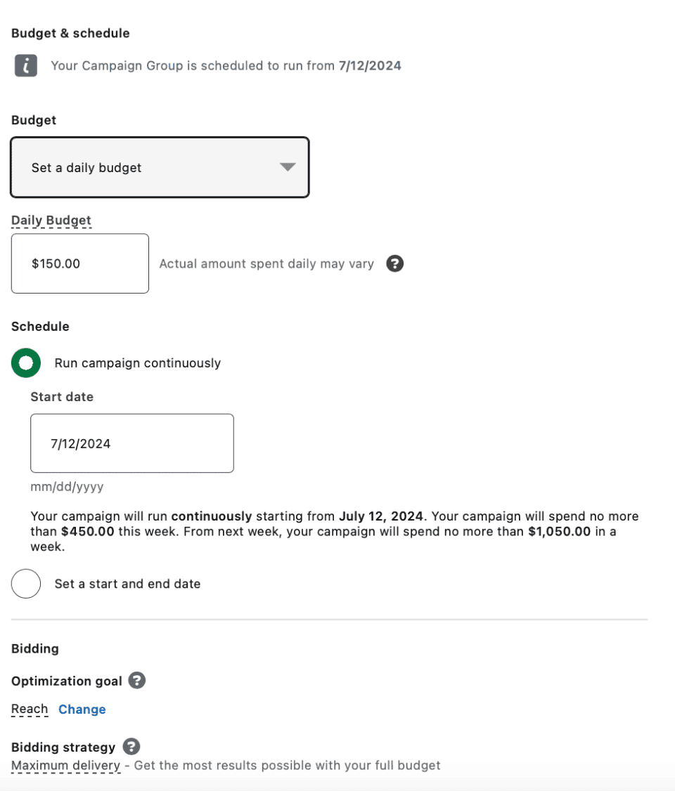 Linkedin Ads Budget